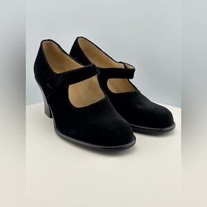 MIU MIU Classic Silk Velvet Black Mary Jane Shoes
